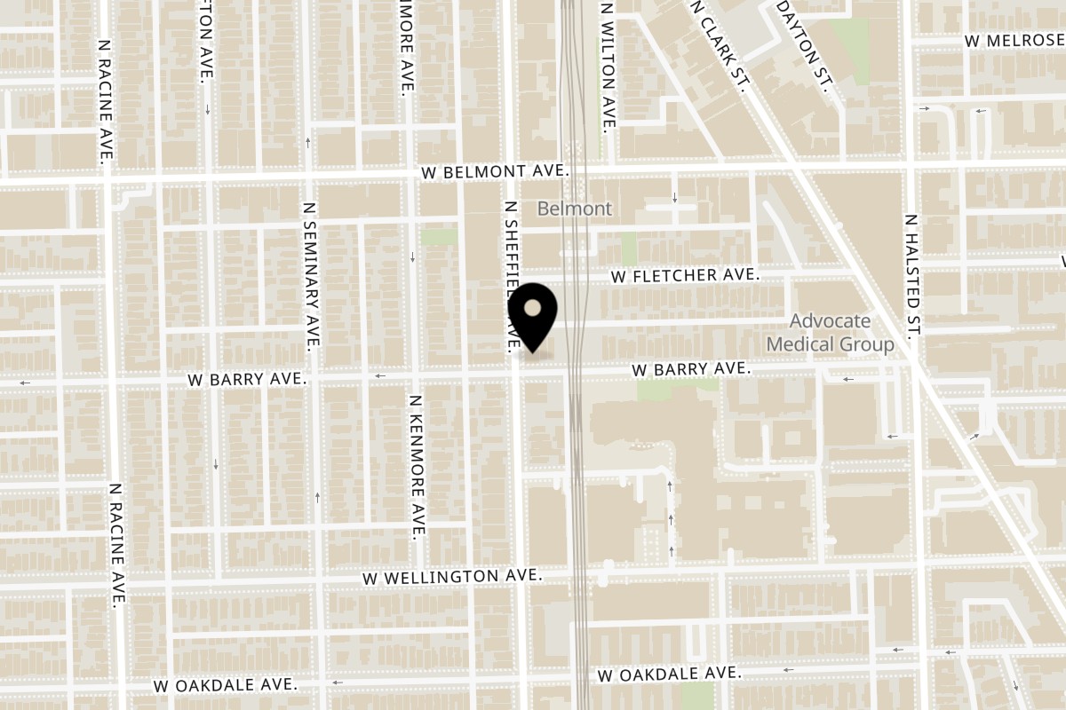 Map showing the location of Matilda on 3101 N Sheffield Ave #1 in Chicago